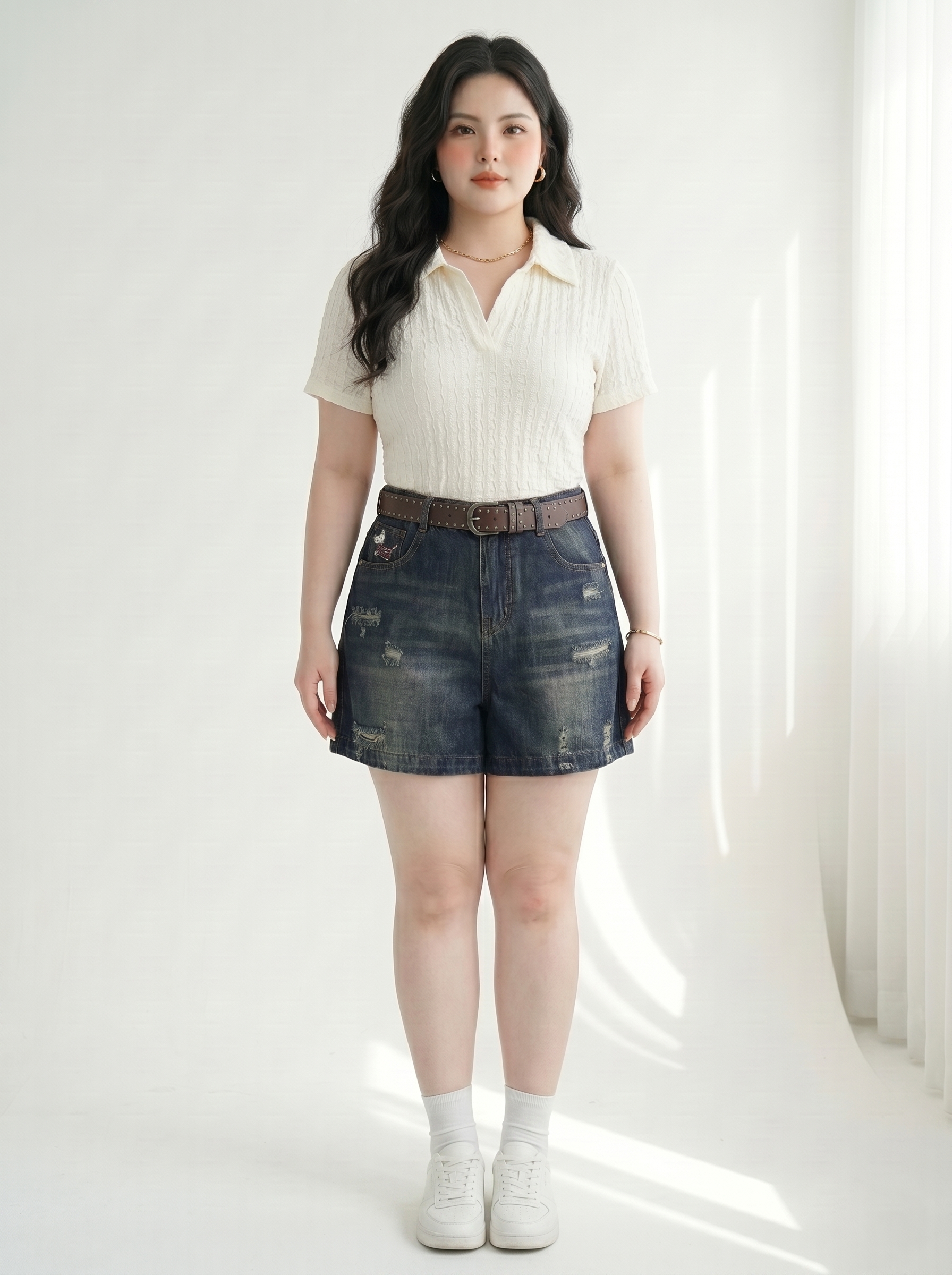 Quần Short Jean Lửng Lưng Thun Rách 2 Mặt Thêu Bigsize Dài 40-42cm Dễ Phối - Size 30-35 - T-QSJ71