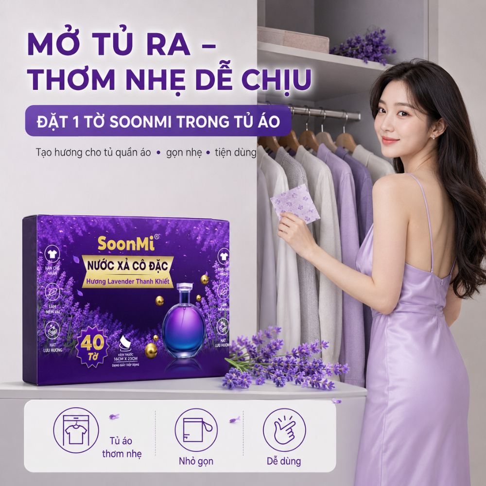 Giấy Thơm Quần Áo SoonMi Hương Lavender - chuyên dụng máy giặt sấy, máy sấy quần áo, khử mùi xe hơi, thơm tủ áo_thumbnail_9