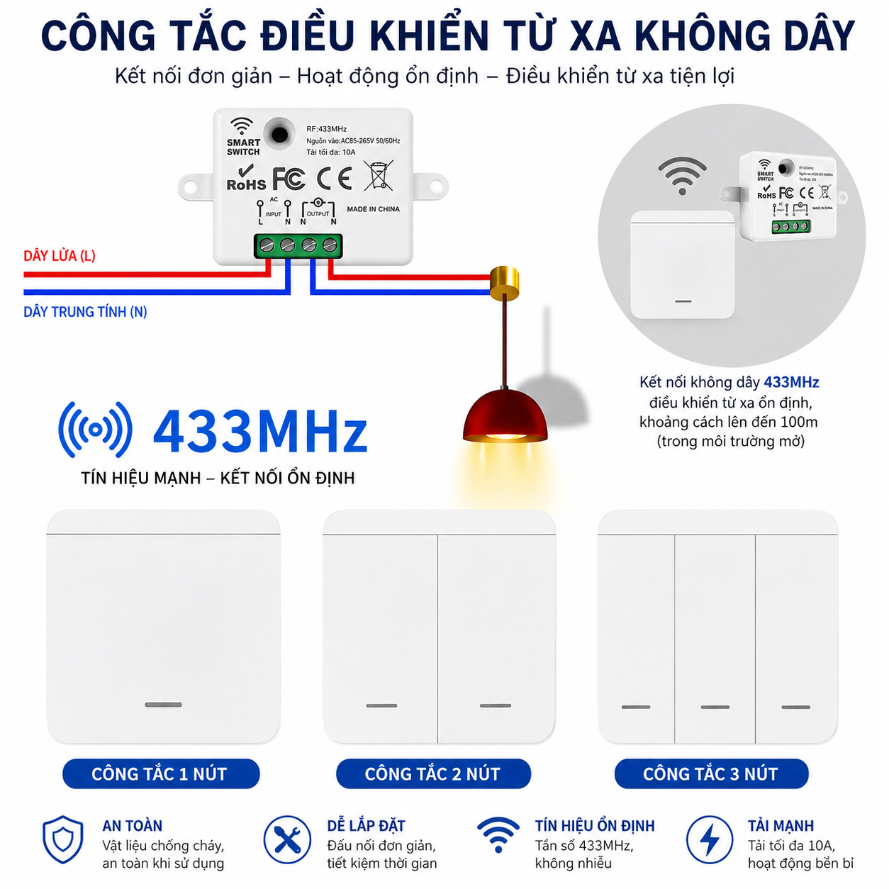 CÔNG TẮC ĐIỀU KHIỂN TỪ XA KHÔNG DÂY 433MHz Mặt Vuông_thumbnail_4
