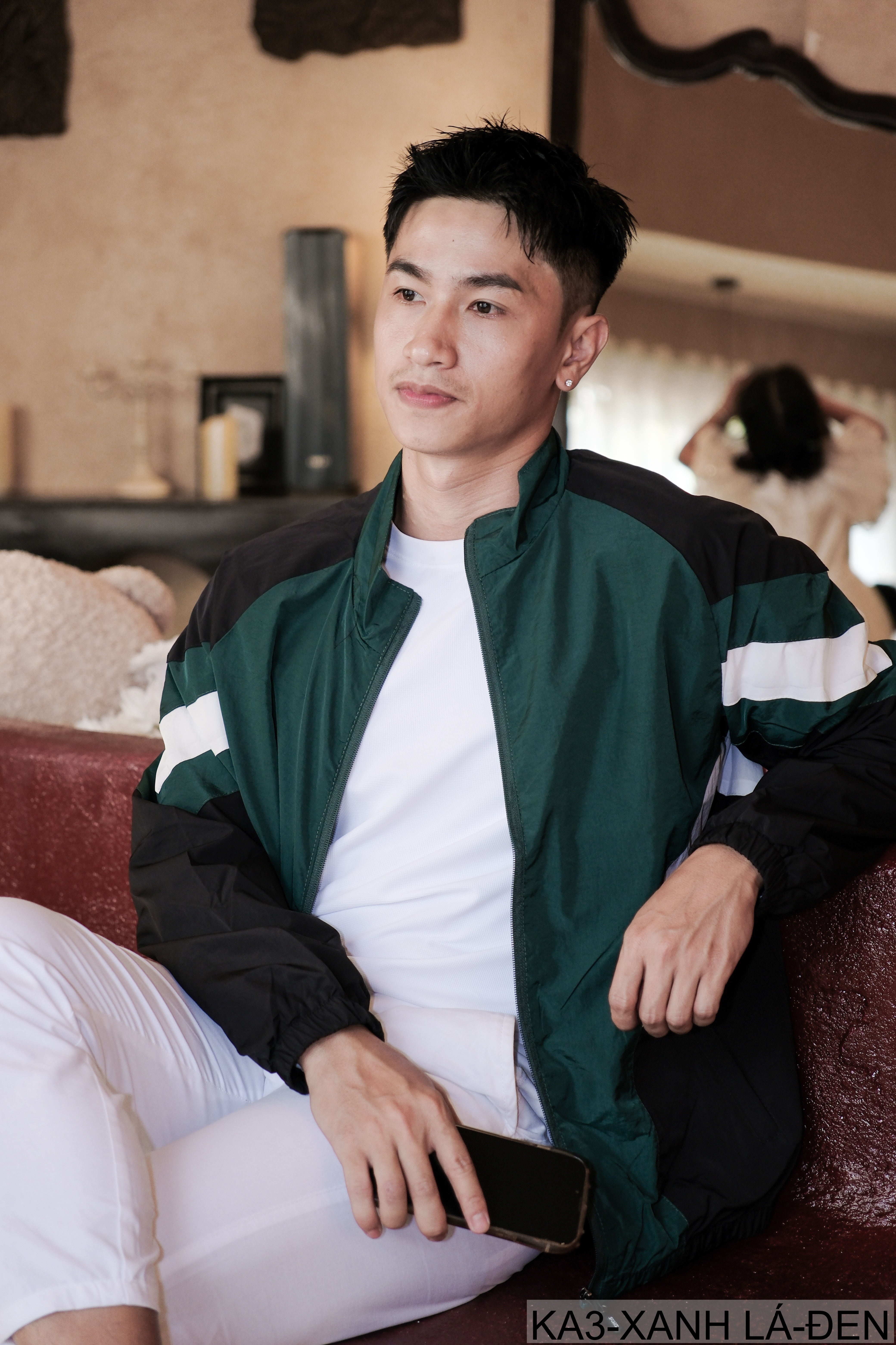 KA3 - Áo khoác nam dáng rộng phối màu cổ đứng phong cách thể thao thoáng khí mùa xuân thu