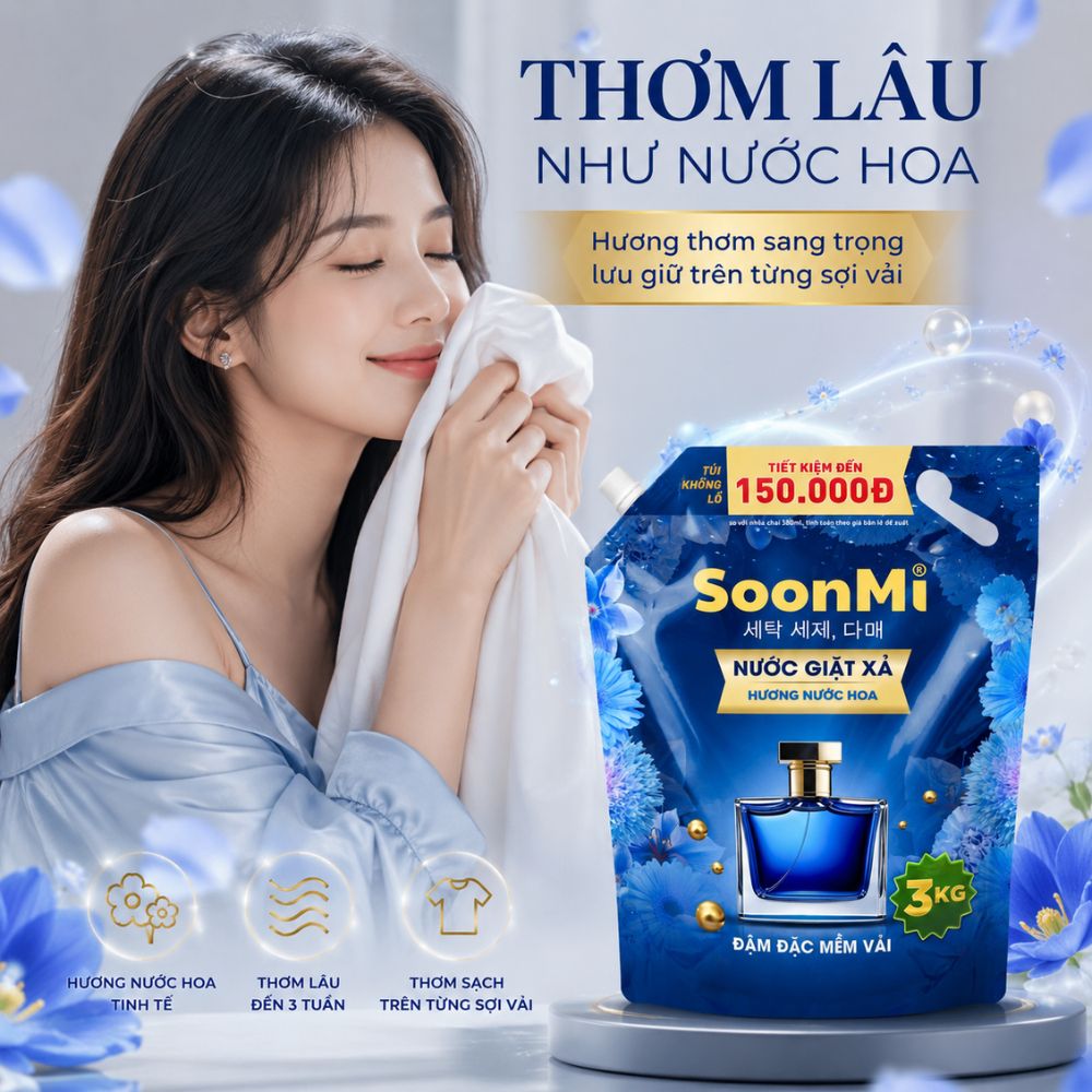 1 Thùng 3 túi Nước Giặt Xả 2 Trong 1 Soonmi 3kg_thumbnail_2