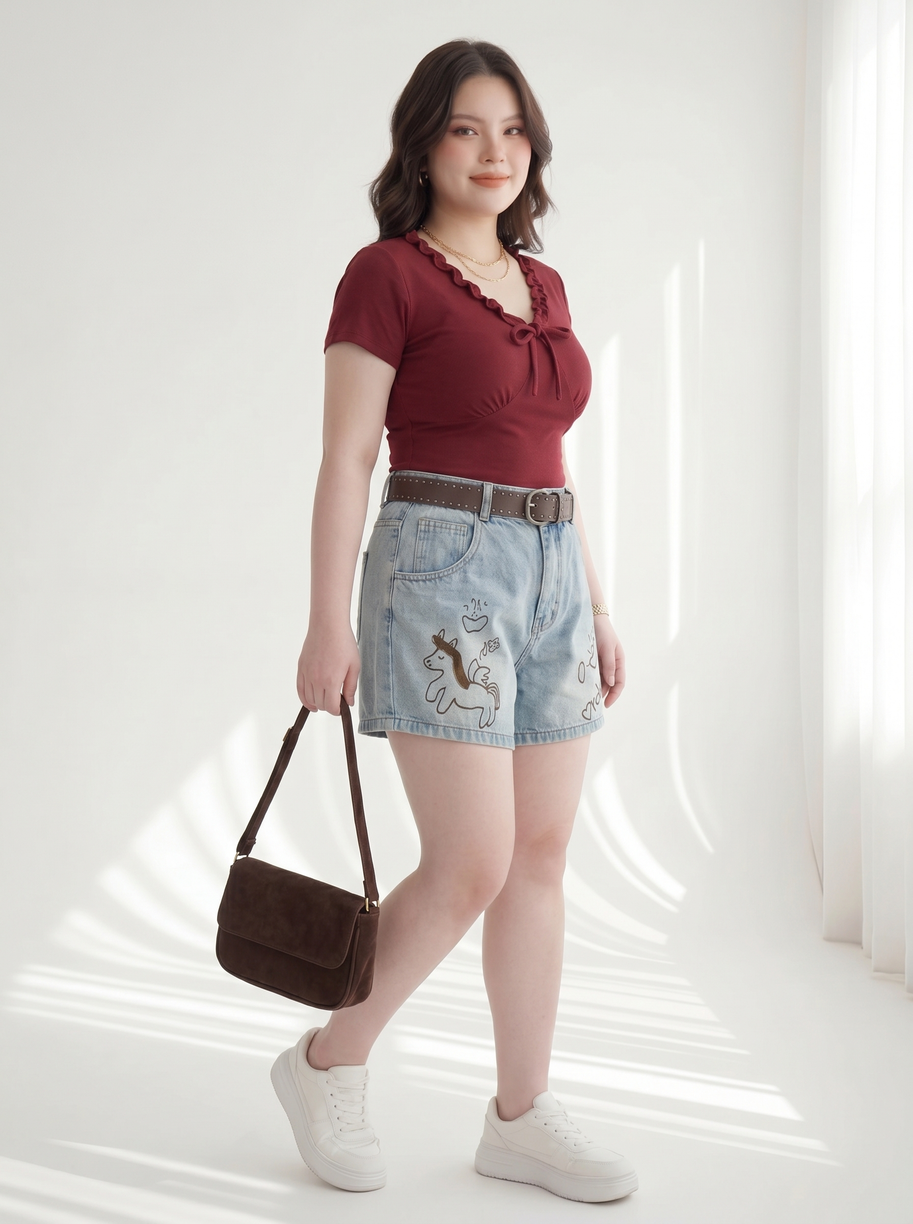 Quần Short Jean Lưng Thun Thêu Ngựa Bigsize Gọn Đùi - Xanh Jean - Vừa 55-90kg - T-QSJ1316_thumbnail_3