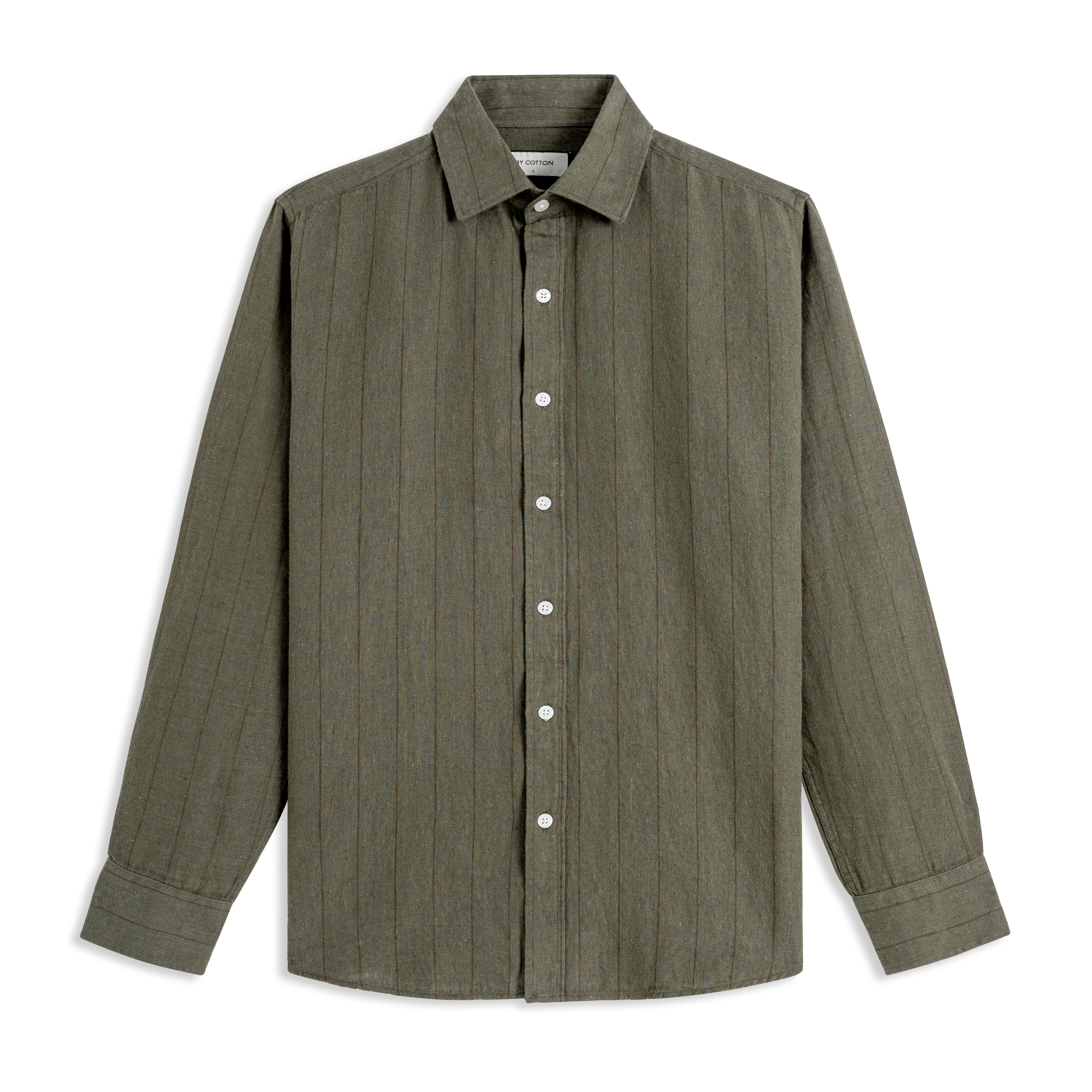 Áo Sơ Mi Nam By Cotton Linen Rêu Sọc