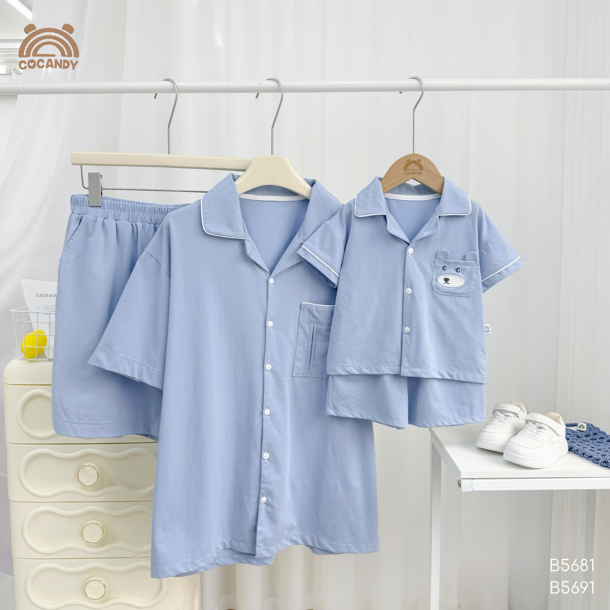 Bộ cộc pijama XANH túi ngực li cong NAM_thumbnail_1