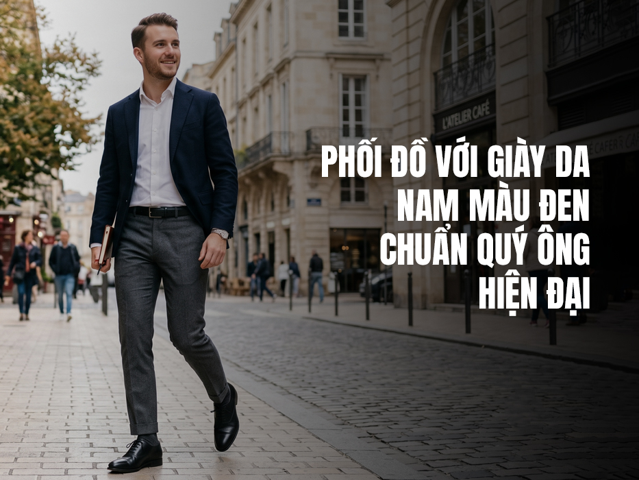 Phối đồ với giày da nam màu đen chuẩn quý ông hiện đại
