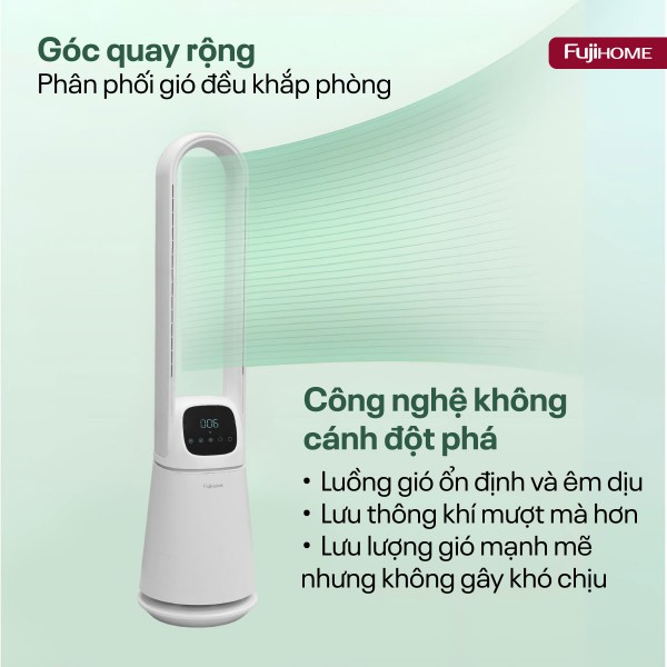 Quạt không cánh lọc không khí khử khuẩn Anion+ UV, kết nối WIFI Fujihome BF065-B/W_thumbnail_3