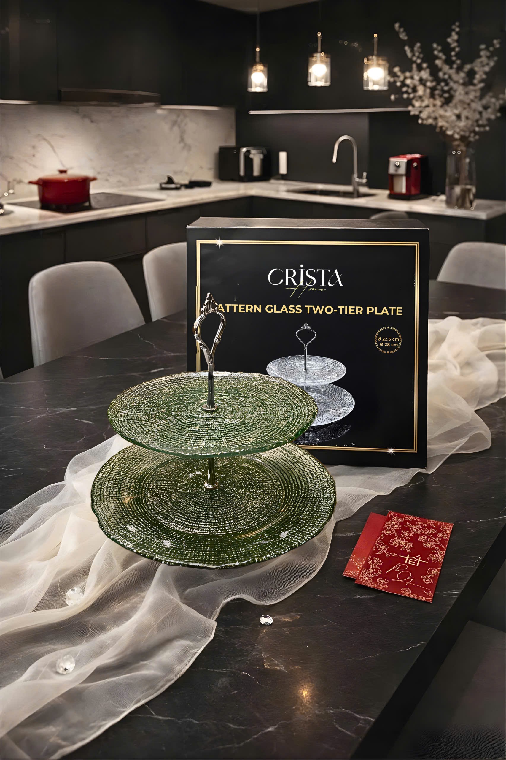 Bộ đĩa 2 tầng thủy tinh vân lưới 22.5 + 28 cm CRISTA HOME, 60224_thumbnail_6