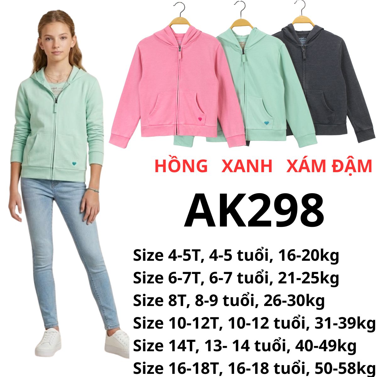 AK298- Áo khoác bé gái