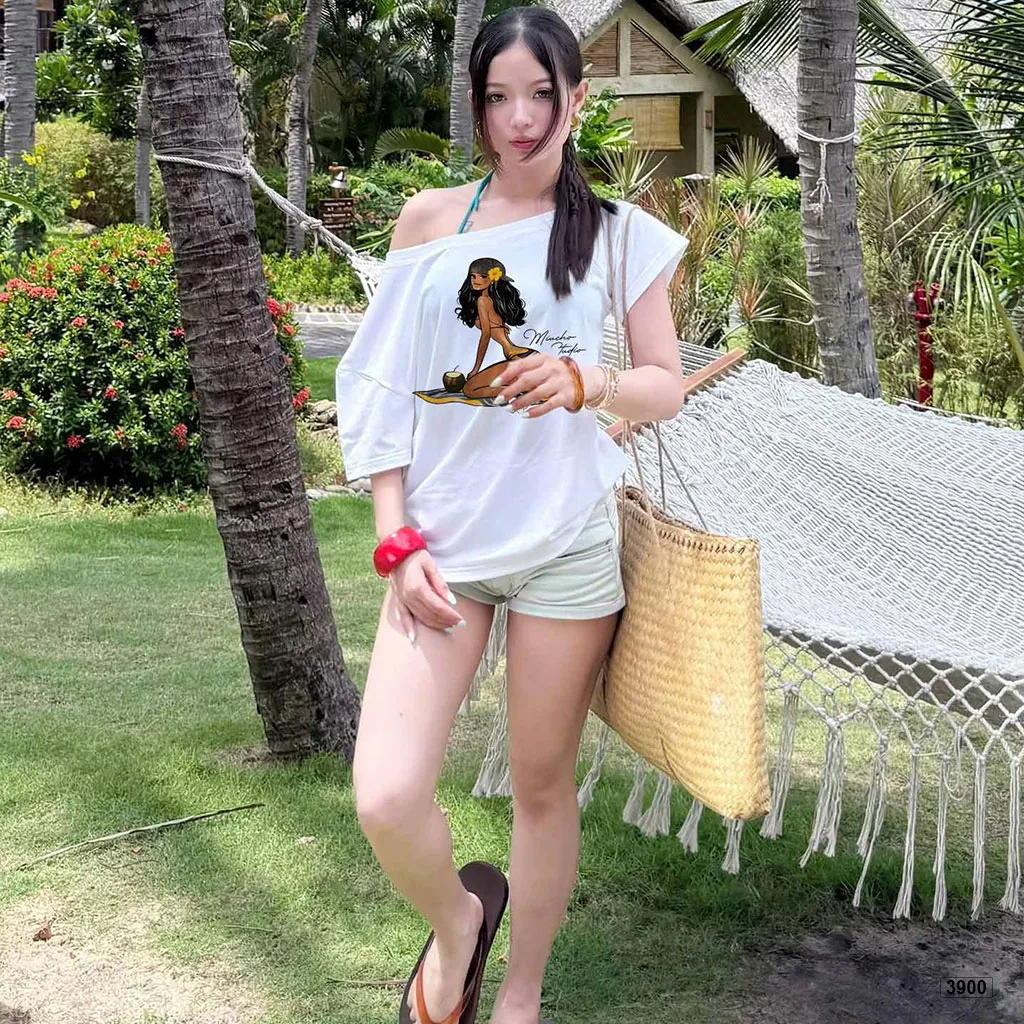 Áo thun nữ lệch vai phong cách mùa hè năng động Miucho 4090_thumbnail_2