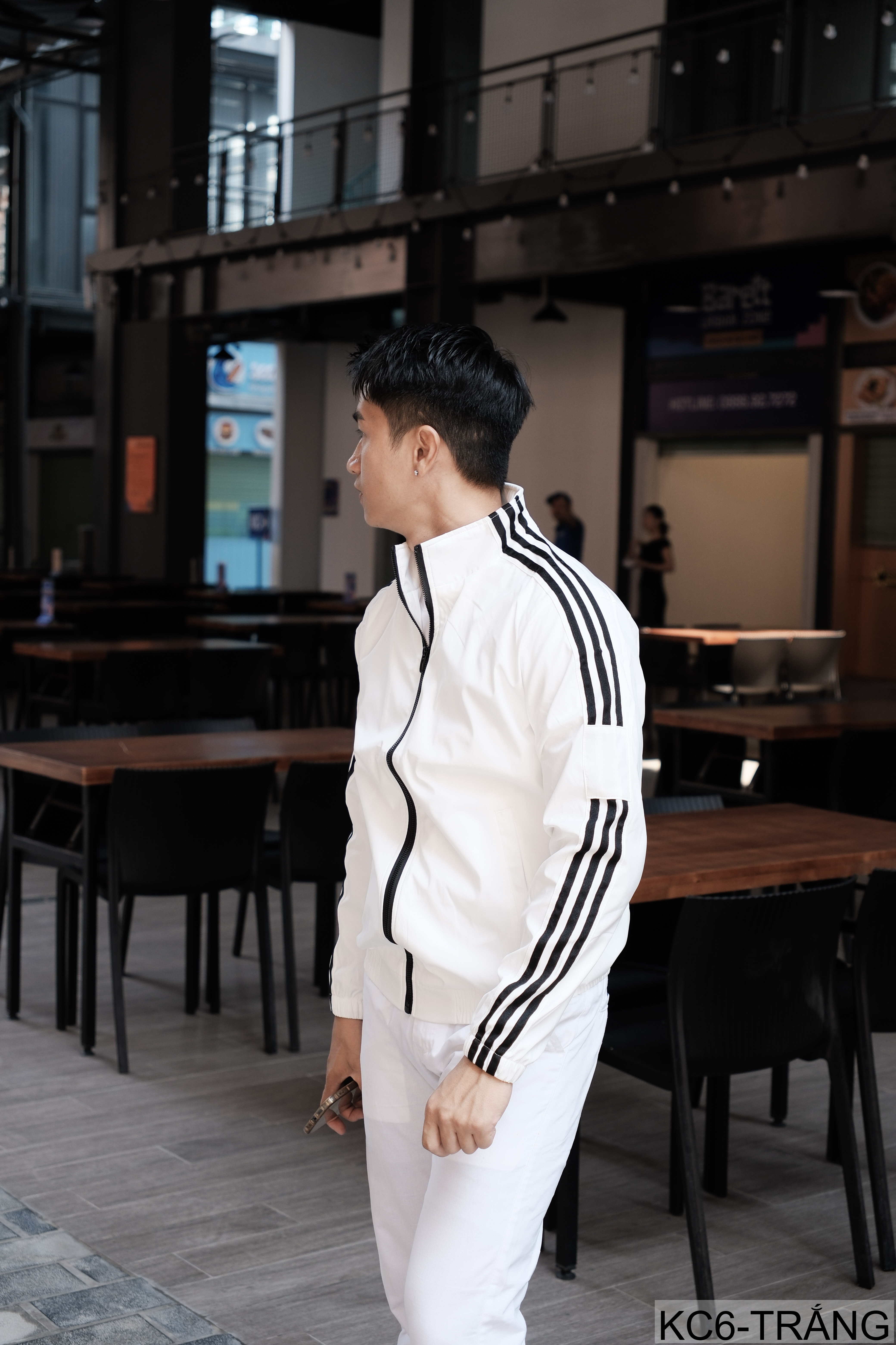 KC6 - Áo khoác nam thể thao cổ đứng tay dài chống mài mòn, thoáng khí, 3 màu trắng xanh lá đen_thumbnail_6