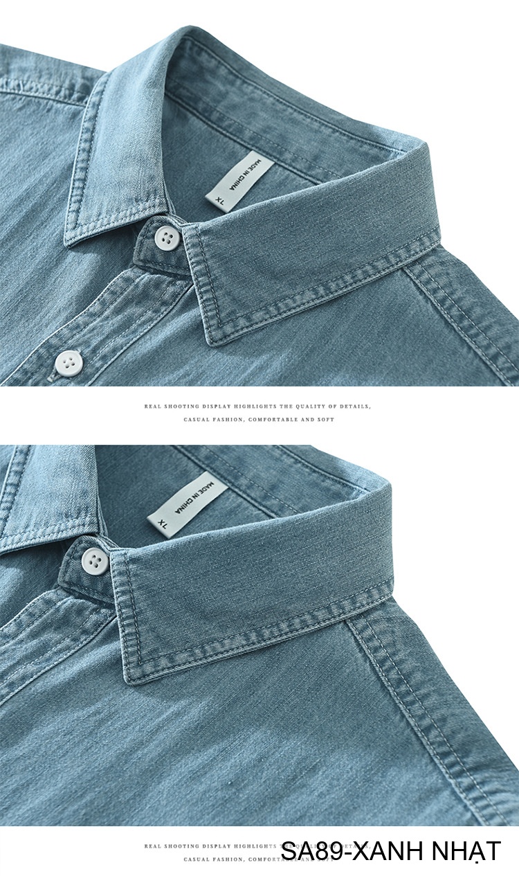 SA89 - Áo sơ mi denim nam tay ngắn phong cách Nhật Bản, chất cotton mềm mại, form rộng thoải mái_thumbnail_13