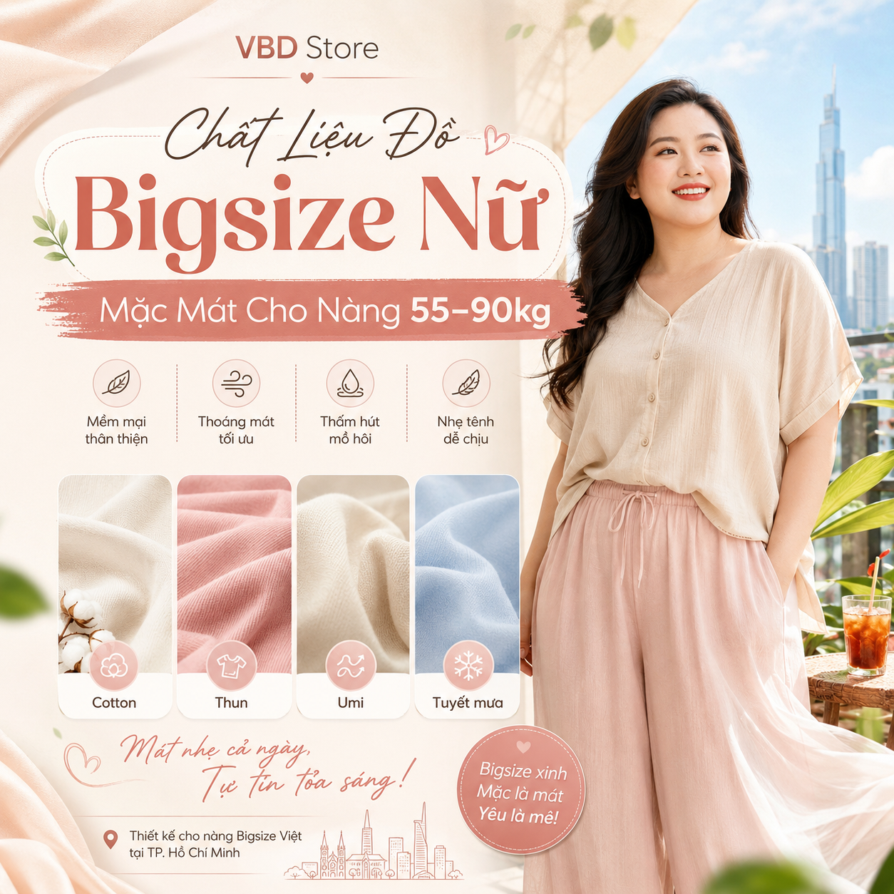 Chất Liệu Đồ Bigsize Nữ Mặc Mát 55-90kg | VBD