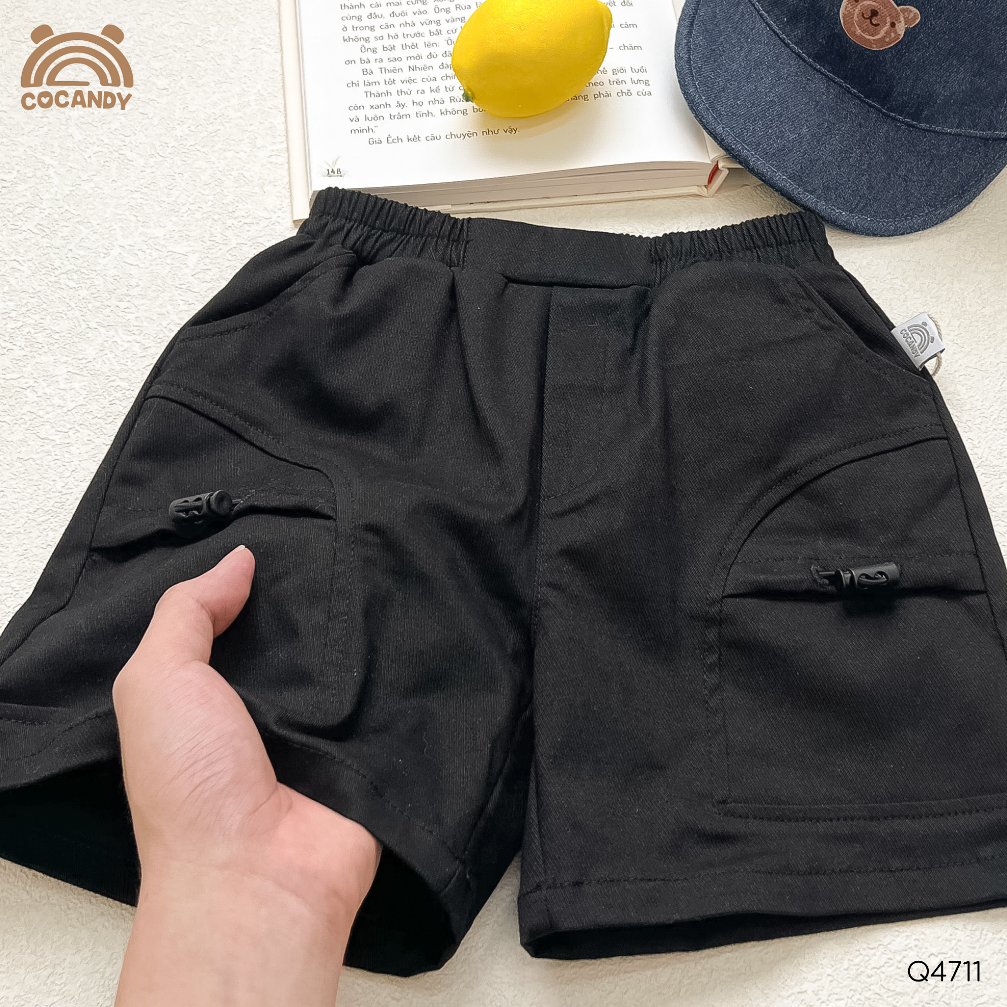 Quần cộc (form lửng) kaki ĐEN túi dây rút_thumbnail_2