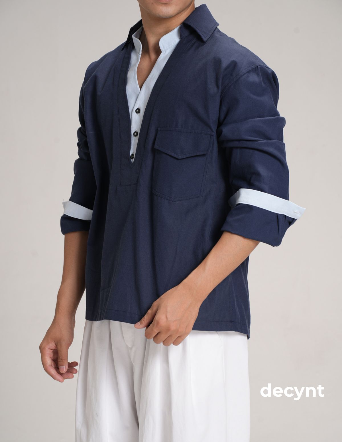 decynt Shirt 05 - Áo sơ mi phối layer chất liệu cotton pha_thumbnail_8