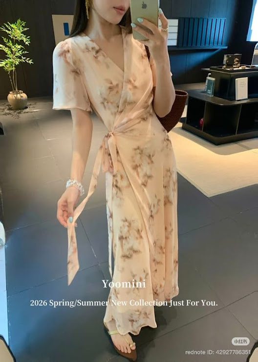 Lucas - Váy hoa cổ đang cộc tay buộc nơ eo chân váy dáng dài Yomini_thumbnail_4