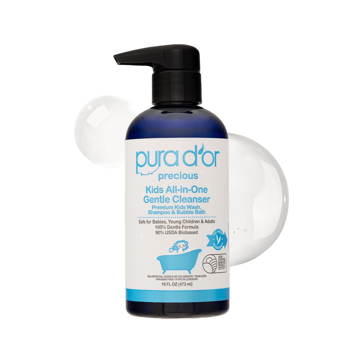 Sữa Tắm Gội Pura D'or Kids All-in-One Dịu Nhẹ Cao Cấp Dành Cho Trẻ Em 473ml
