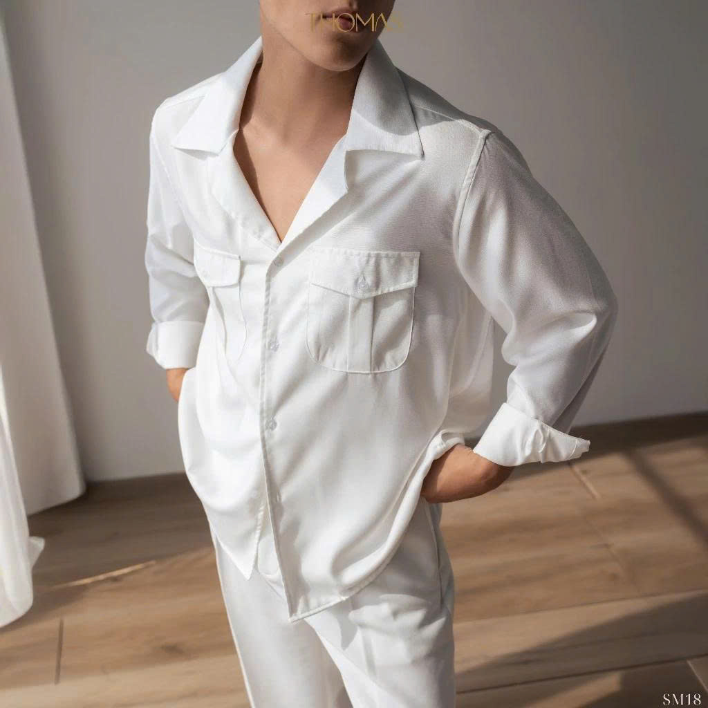 Áo Sơ Mi Dài Tay Marco Cổ cuba Vải Bạch Đàn Form relaxed_thumbnail_5