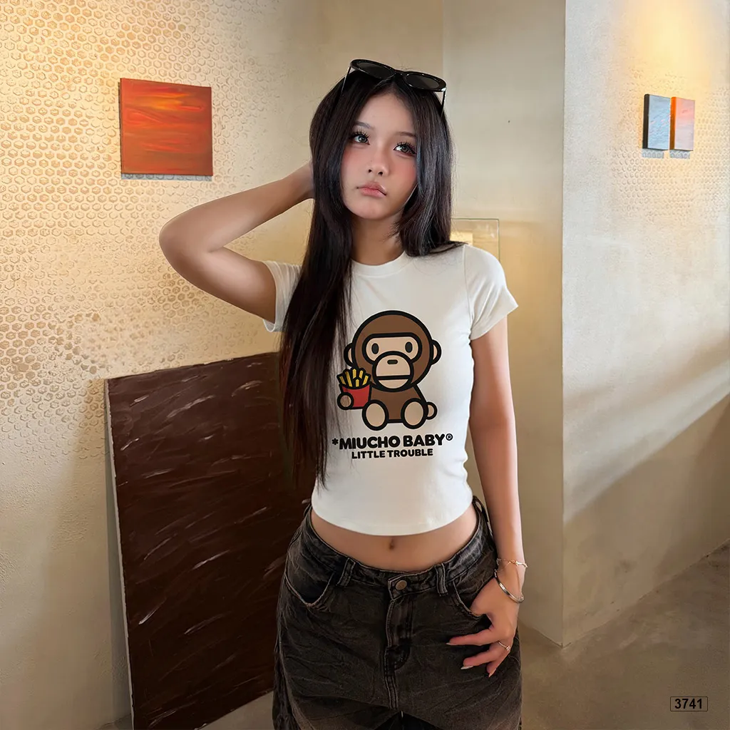 Áo thun babytee form ôm dáng ngắn hoạt hình Beezy 3741_thumbnail_2