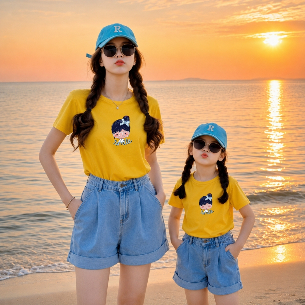 Áo đôi Mẹ&Bé Gái hình cô gái Smile - Loza G0179_thumbnail_4