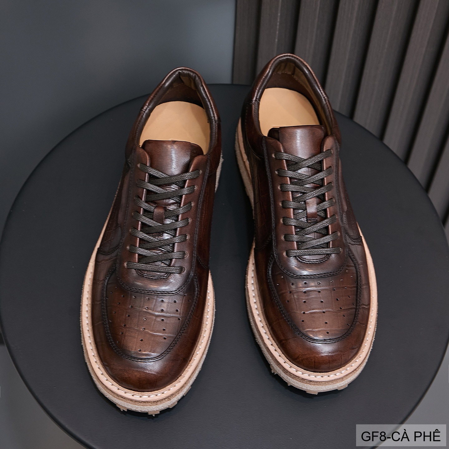 GF8 - Giày thể thao nam cổ thấp da bò họa tiết cá sấu đế Goodyear phong cách casual_thumbnail_12