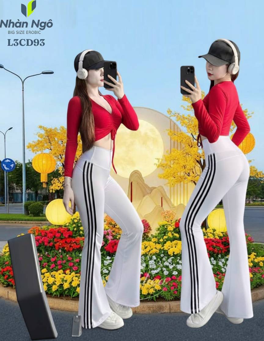 Set Tập Thể Thao Nữ Croptop Rút Dây phối màu Quần Ống Loe Cạp Cao L3CD_thumbnail_4