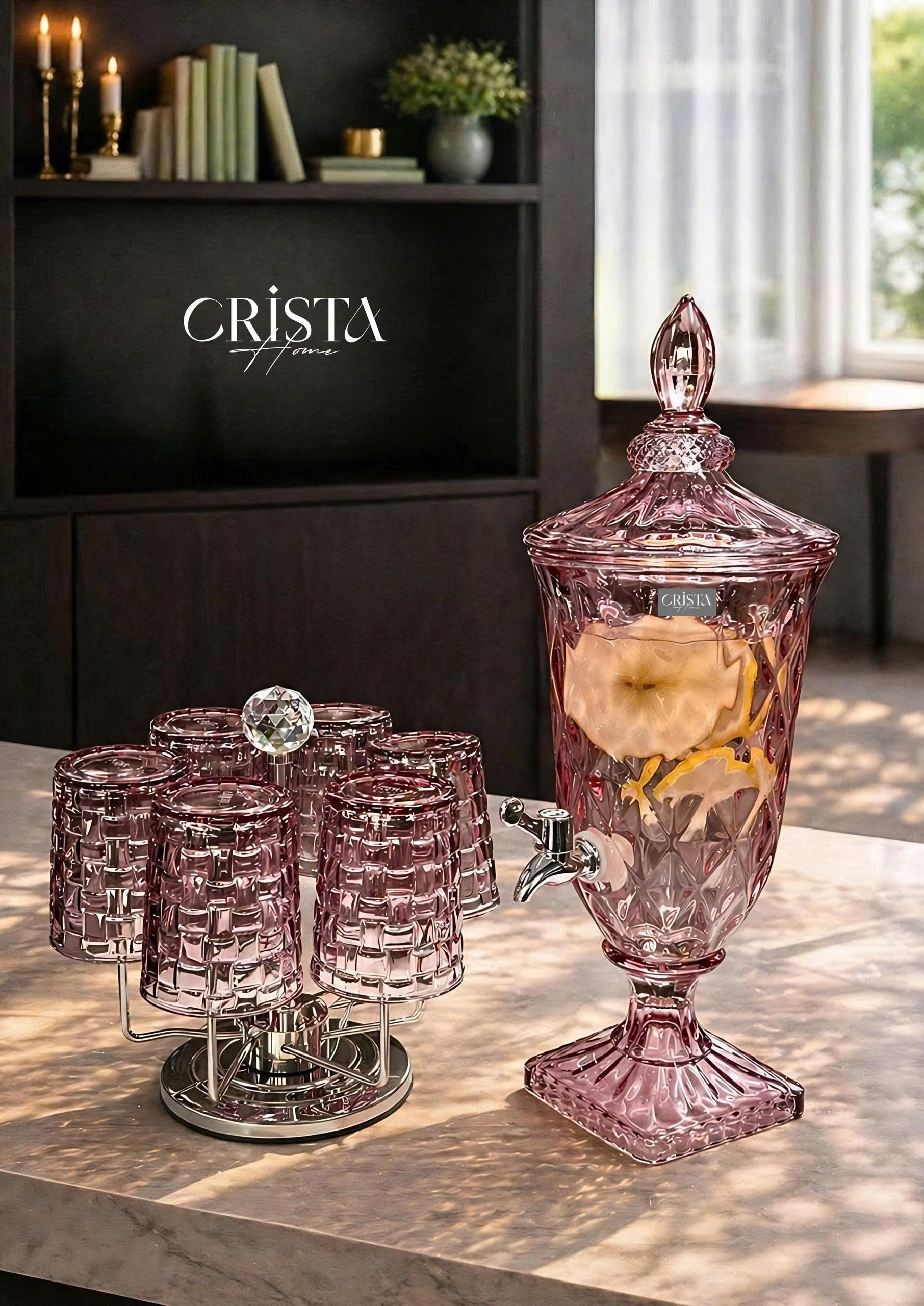 Bình thủy tinh vân kim cương có vòi 2L CRISTA HOME_thumbnail_5