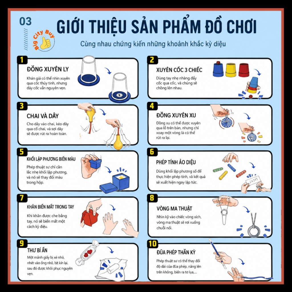 Bộ To Đồ Chơi Ảo Thuật Khổng Lồ Thông Minh Cho Bé Set 10 Đạo Cụ Biểu Diễn Ma Thuật, Kèm Sách Hướng Dẫn Chi Tiết BigcityBuy 343AT_thumbnail_1