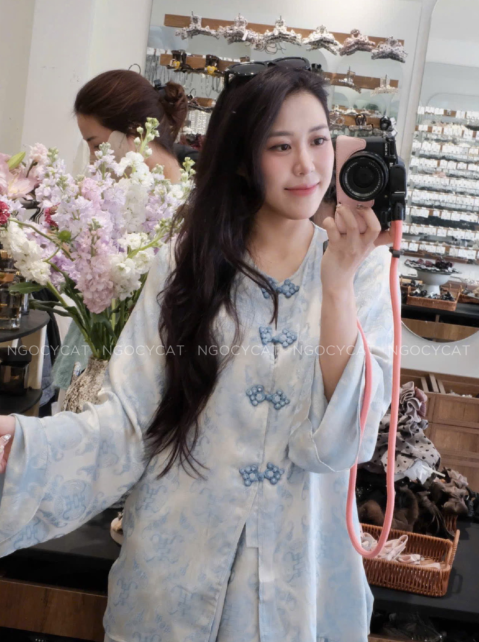 Áo Bà Ba Xanh Dương Tơ Tằm Nha Xá _thumbnail_1
