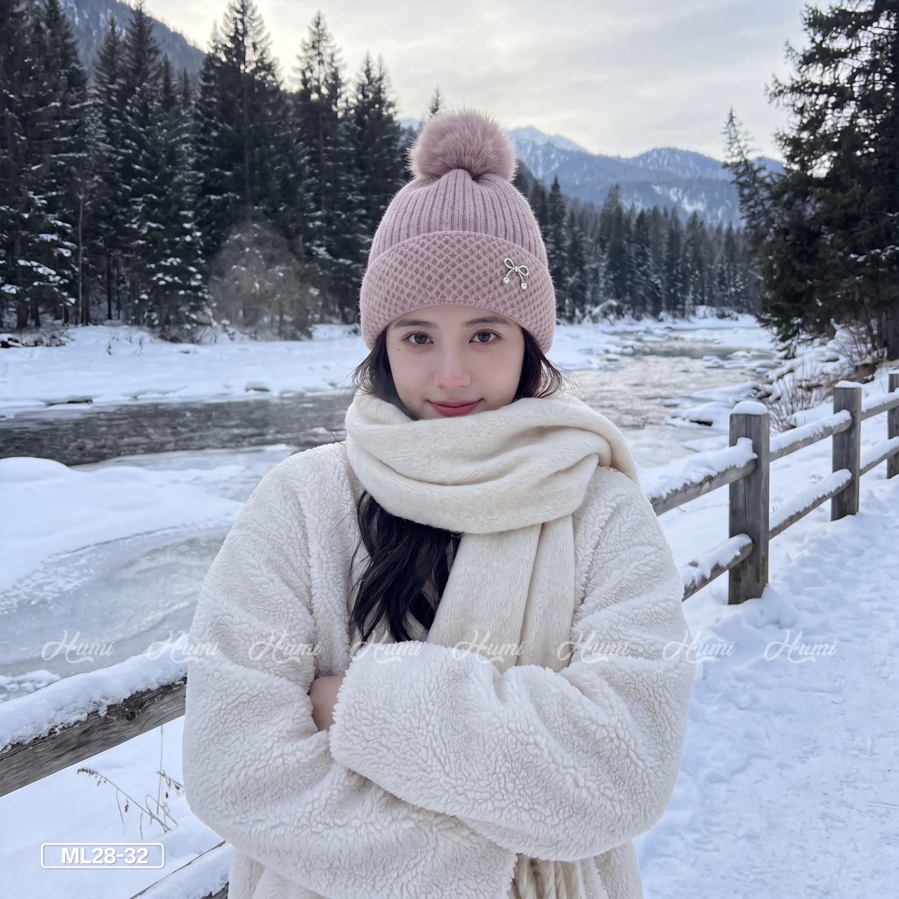 MŨ LEN NỮ ĐÍNH NƠ (ML28-32 HỒNG)_thumbnail_2