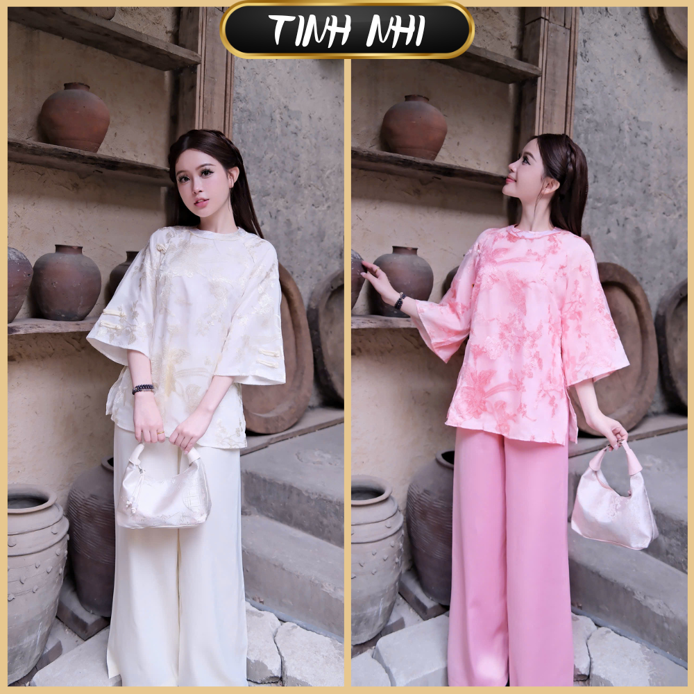 PP409 TINH NHI Pháp phục voan tơ 2 lớp tặng kèm charm tiểu thư sang trọng_thumbnail_1