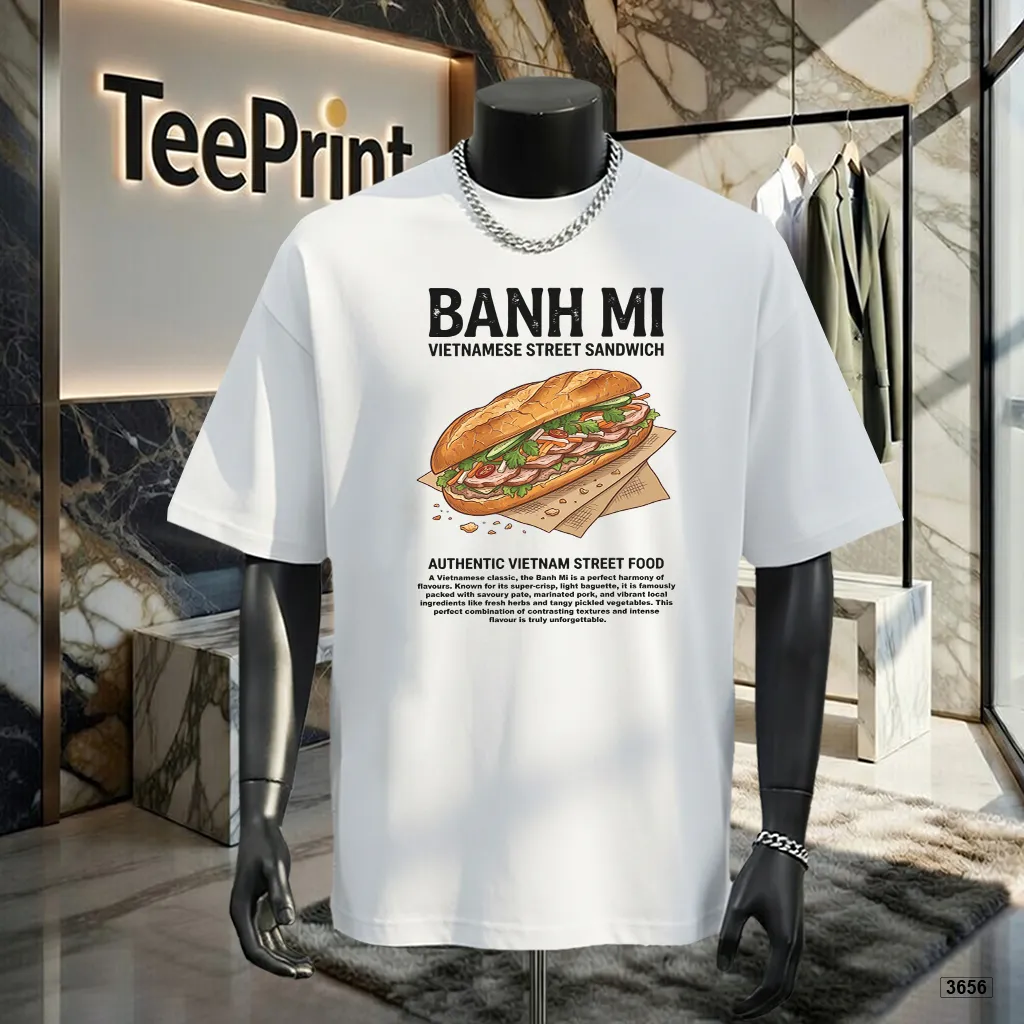 Áo thun nam oversize Street food style Banh M TeePrint
