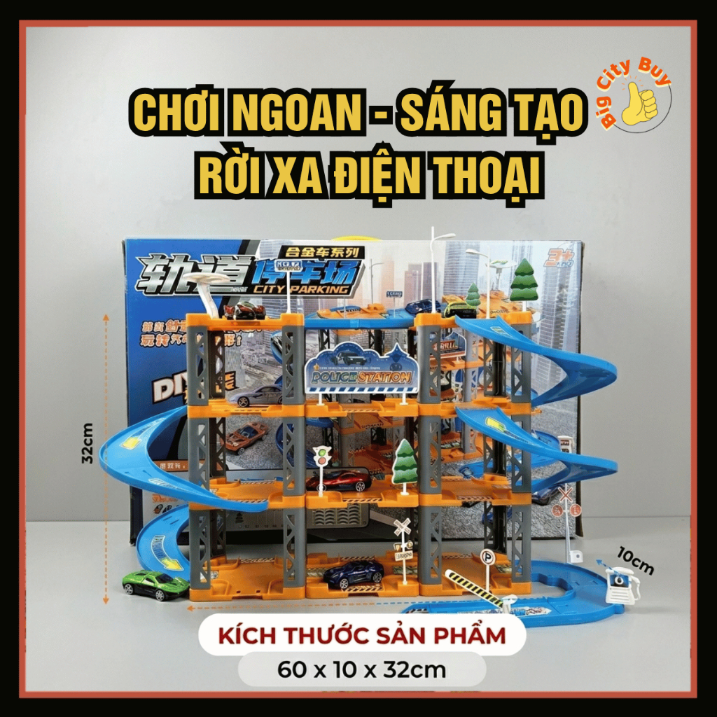 Bãi Đỗ Xe Gara Ô Tô 4 Tầng Cho Bé Kèm 4 Xe Cầu Trượt Đường Đua Phát Triển Tư Duy Sáng Tạo Đồ Chơi BigcityBuy 335BDX_thumbnail_7