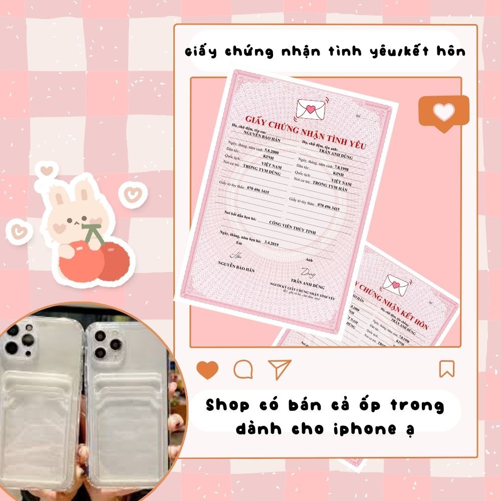 Set 2 Giấy chứng nhận kết hôn mini để Ốp điện thoại