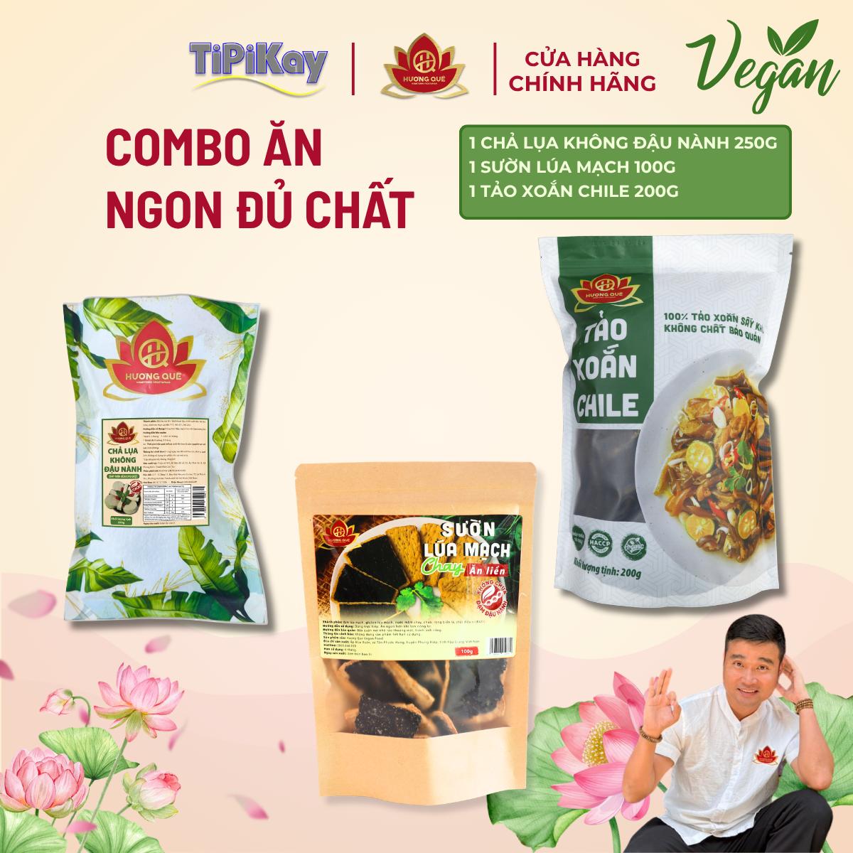 [Combo 3 Món] 1 Tảo Xoắn Chile 200g + 1 Chả Không Đậu Nành 250g + 1 Sườn Lúa Mạch Chay 100g CBTP-TXCKDNSLM