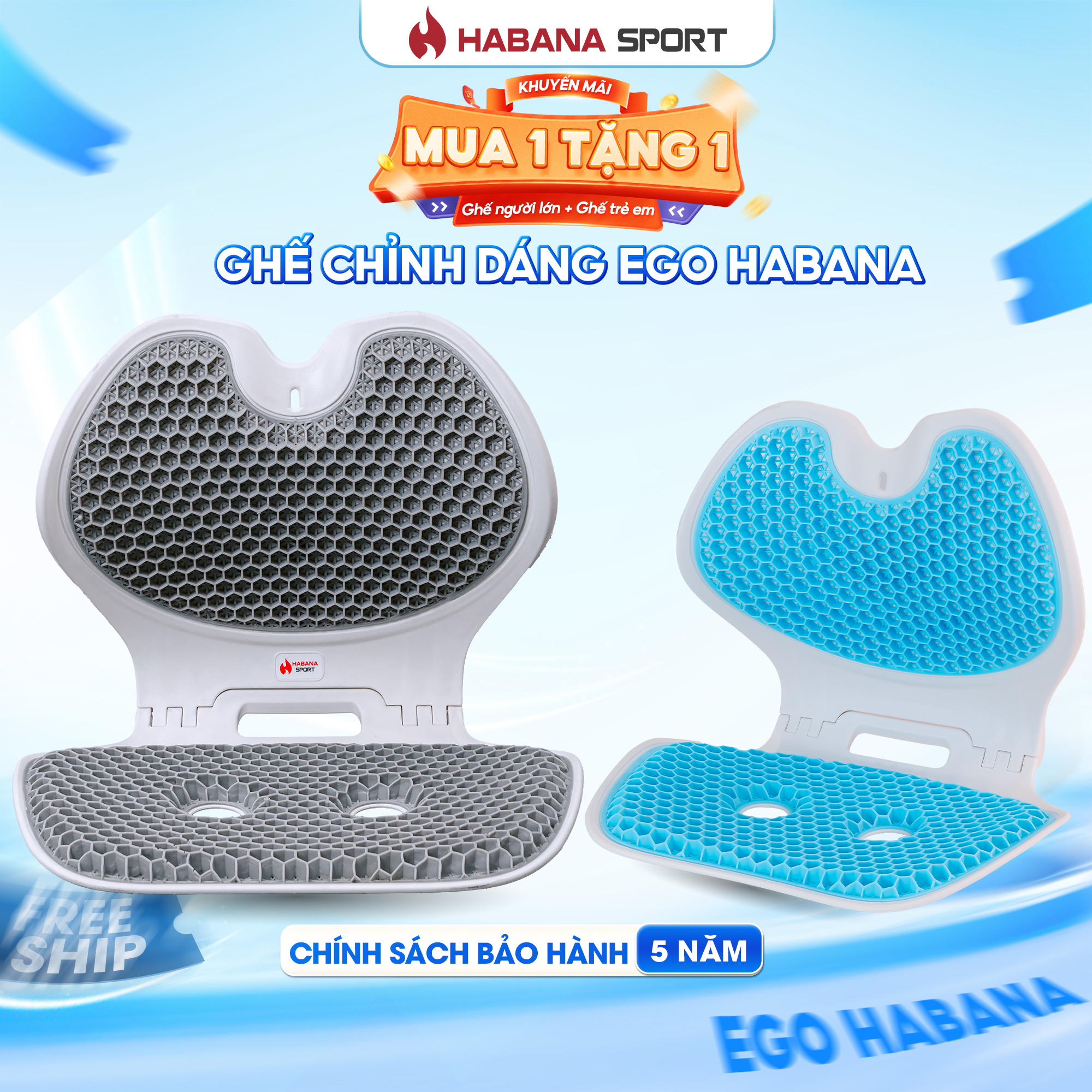 Ghế Chỉnh Dáng EGO HABANA [TẶNG] Ghế Chỉnh Dáng Trẻ Em EGO KID 