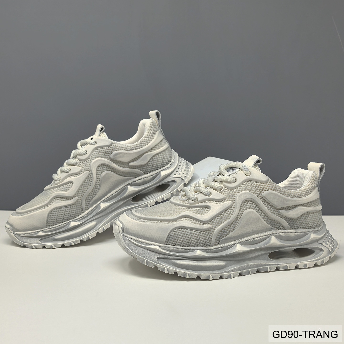 GD90 - Giày thể thao nam kiểu Dad Shoes đế dày, thân lưới thoáng khí, tăng chiều cao, phối màu Trắng Đen_thumbnail_2
