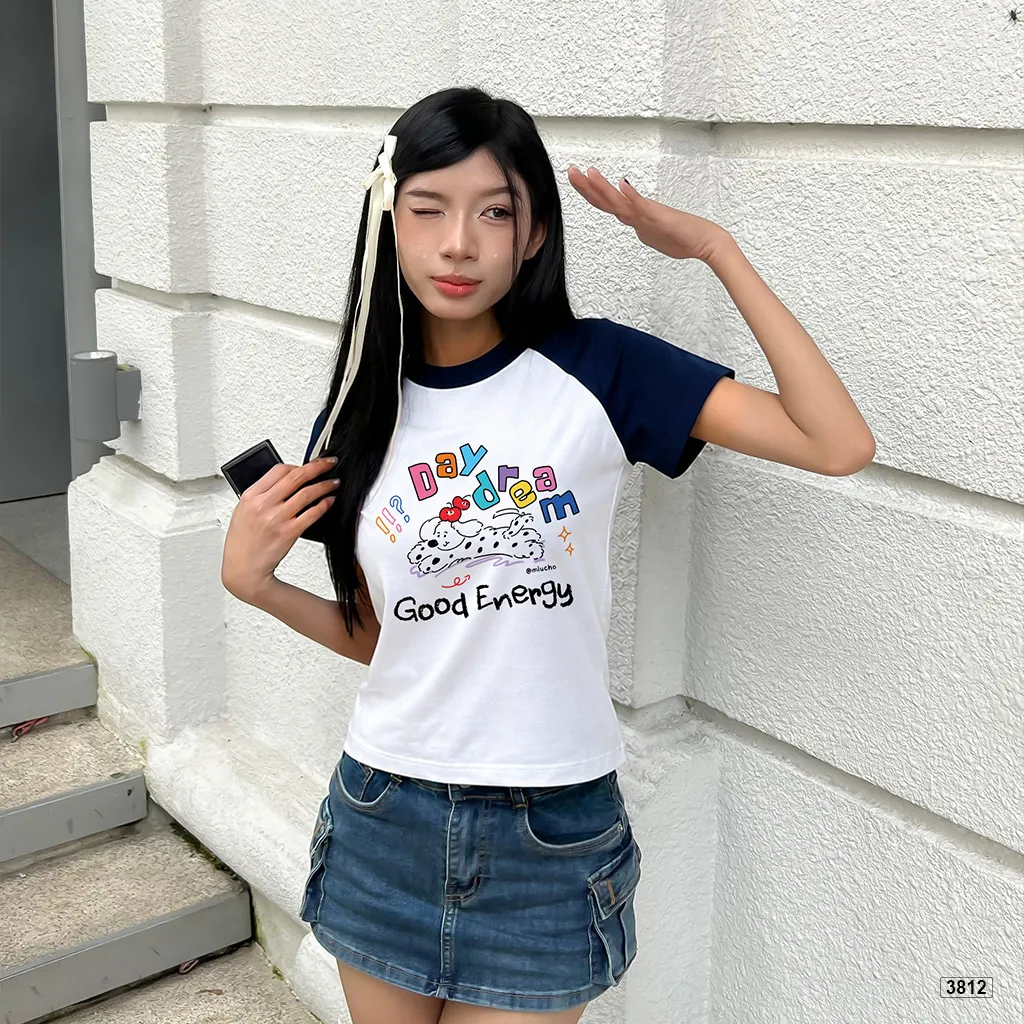 Áo babytee raglan Good Energy form vừa năng động cá tính Miucho 3812_thumbnail_2