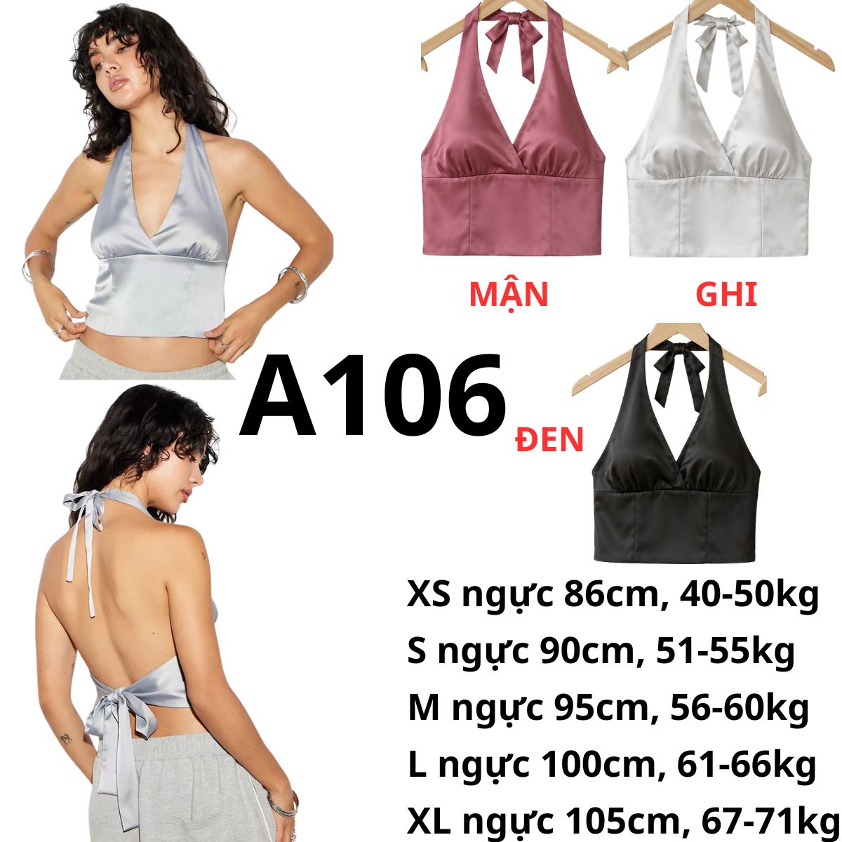 A106 - Áo Crop lụa