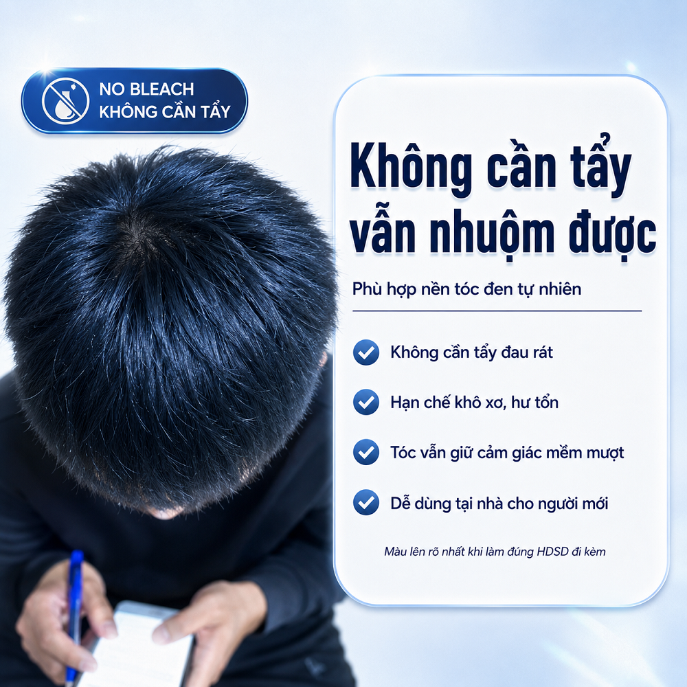 Thuốc Nhuộm Tóc Xanh Đen Blue Black Không Cần Tẩy, Lên Màu Từ Nền Tóc Đen Tự Nhiên, Kèm Oxi_thumbnail_3