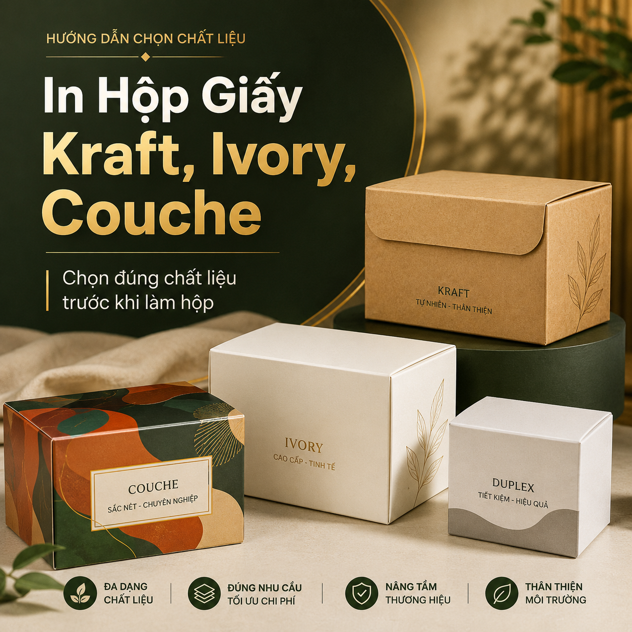 In Hộp Giấy Kraft, Ivory, Couche Theo Yêu Cầu