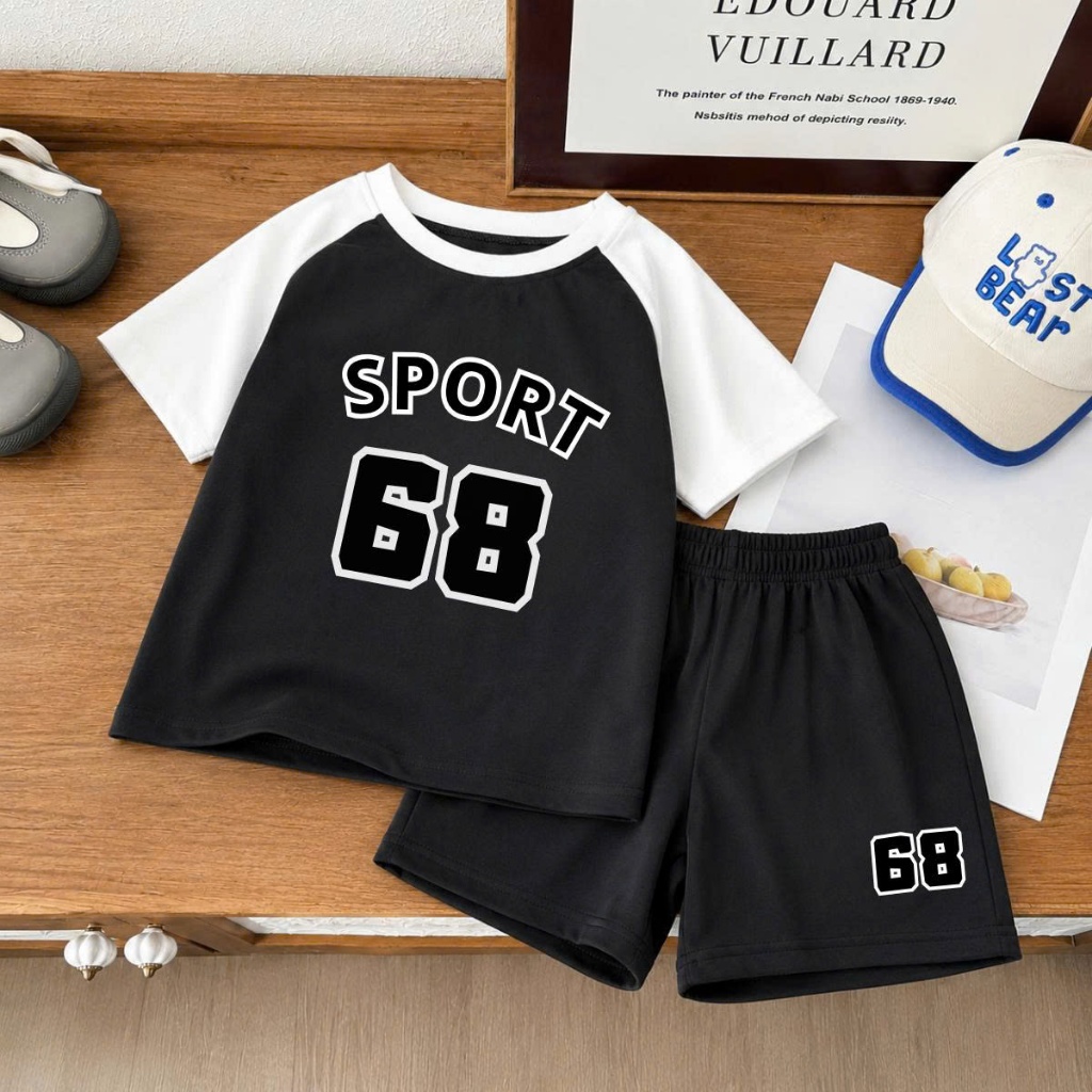 Set bộ bé trai phối màu hình 