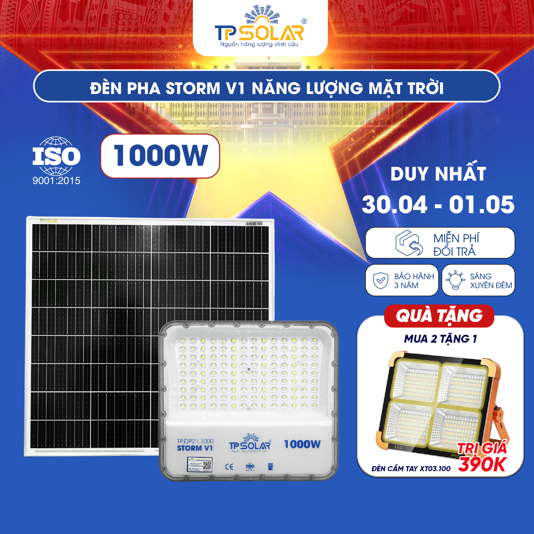 Đèn pha STORM V1 năng lượng mặt trời TP SOLAR PRO DP21