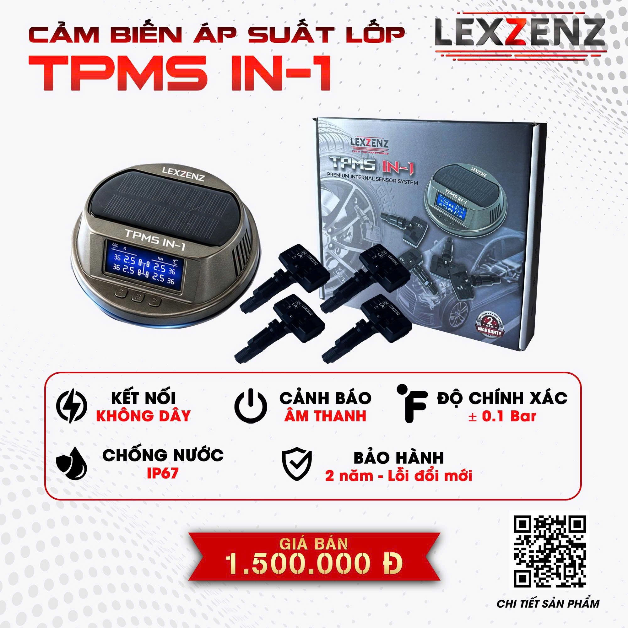 Cảm biến áp suất lốp Lexzenz TPMS IN-1 cảnh báo thông minh