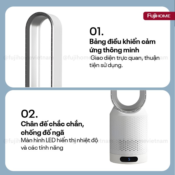 Quạt không cánh mini lọc không khí khử khuẩn Anion + UV Fujihome BF16_thumbnail_7