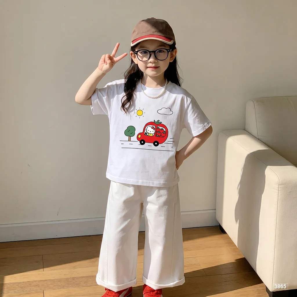 Áo thun bé gái form rộng Kittie Tomato Kado 3865_thumbnail_4