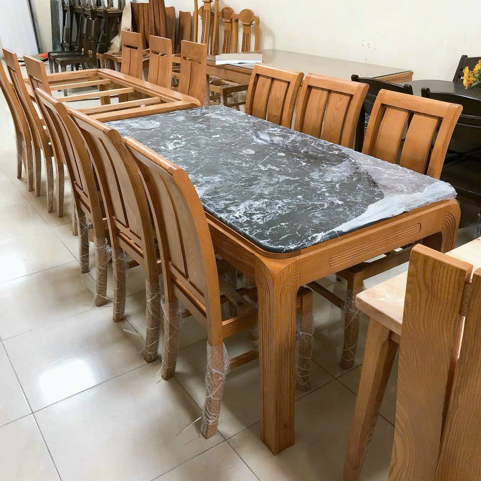 Bộ bàn ăn gỗ sồi nga mẫ BA02