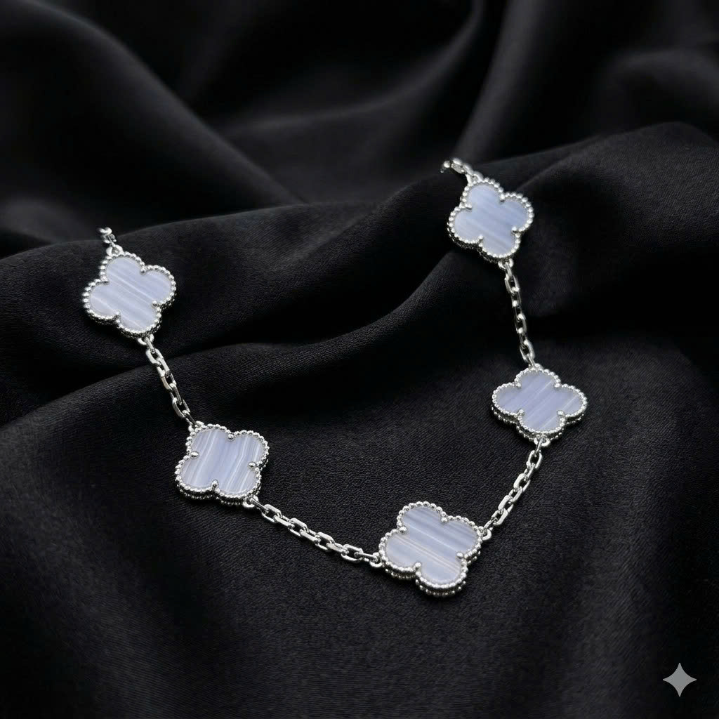 vòng tay titan mạ vàng trắng vancleef to xanh tím