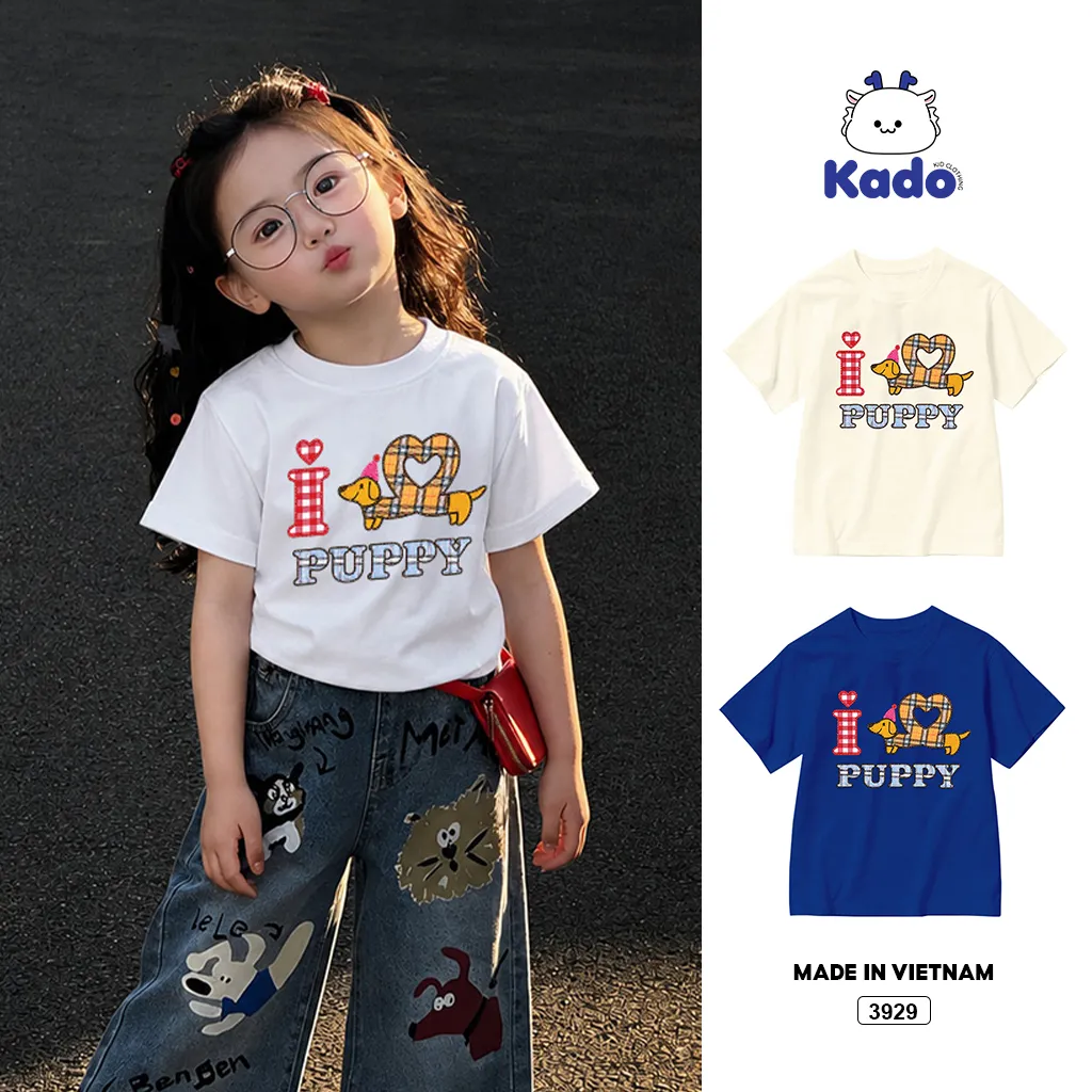 Áo thun trẻ em dễ thương cho bé gái cún Poppy Kado 3929