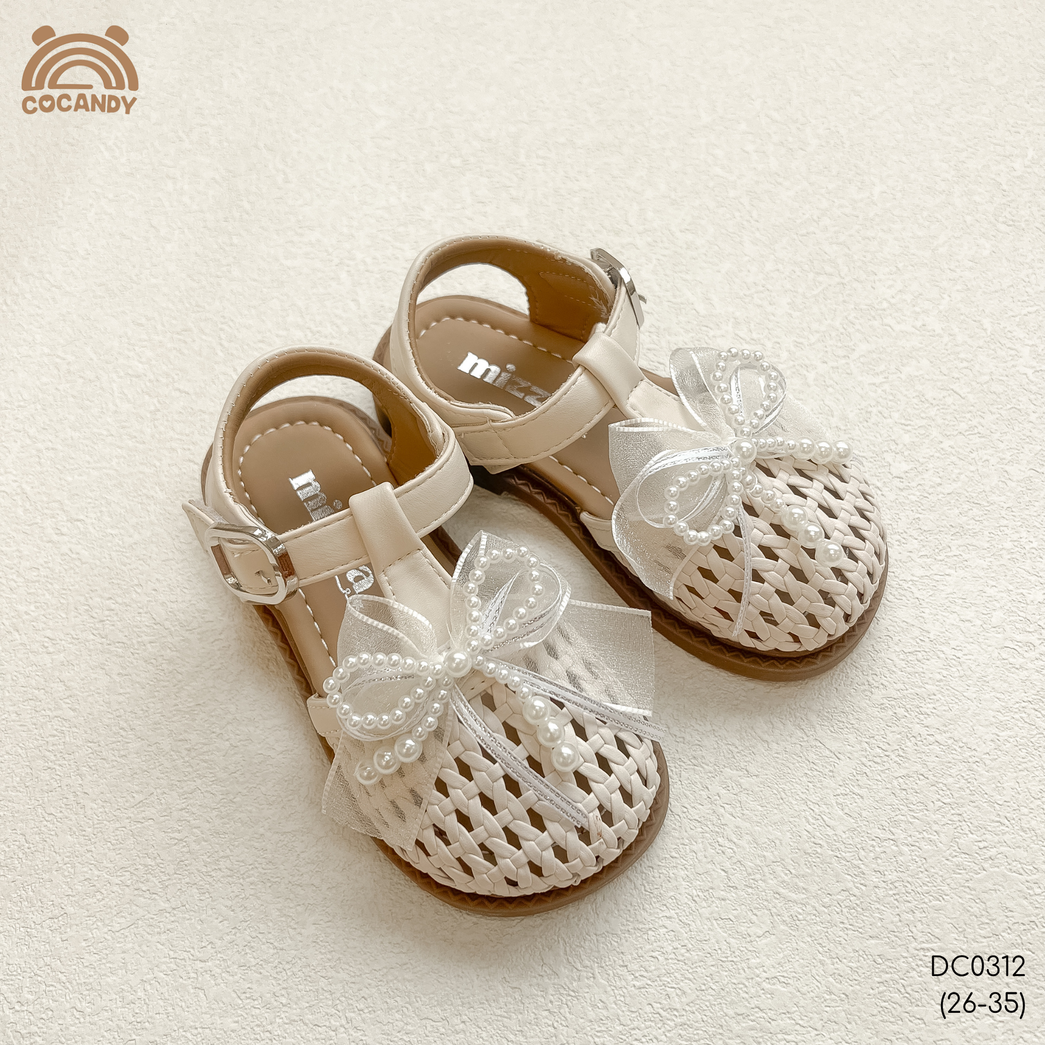 Dép sandal nhập nơ ngọc trai BE MIZZIA