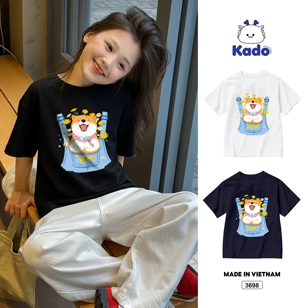 Áo thun bé trai bé gái hoạt hình Cún yêu Kado 3698